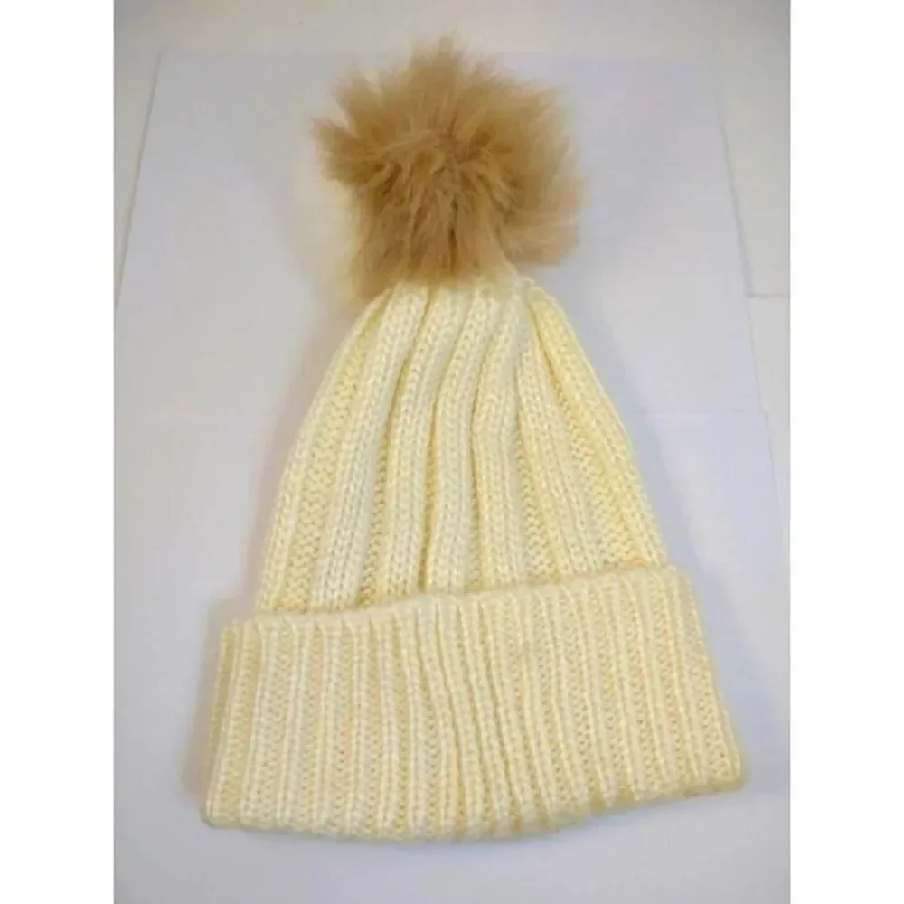 Stocking hat Pom Pom Beanie cream and tan BCBGeneration